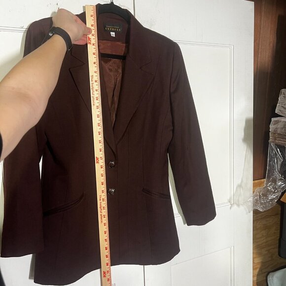 Express Vintage Wool Blazer Brown 2-Button Size 2 / Medium Office Work Preppy - Picture 5 of 8